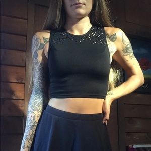 Black Crop Top Sparkle & Fade